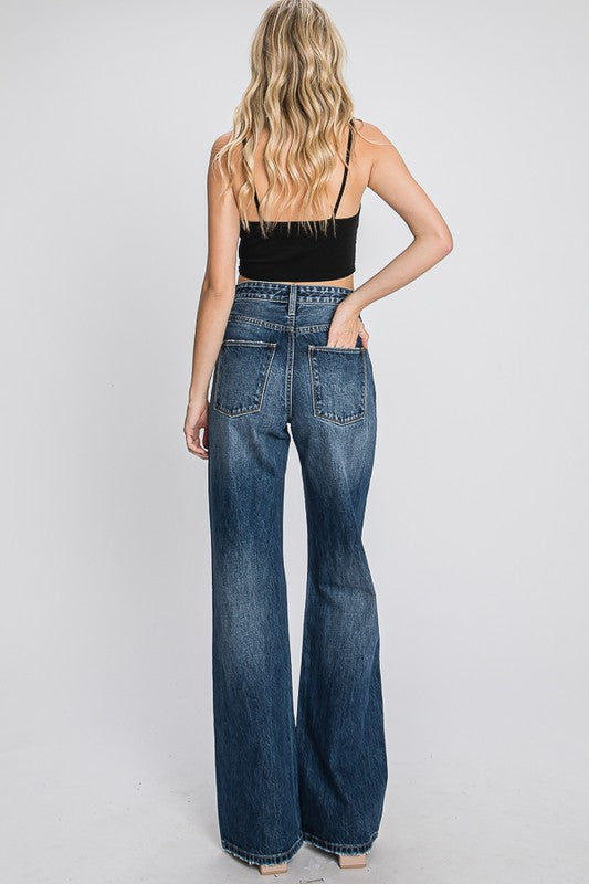 High Waisted Distress Boyfriend Jeans