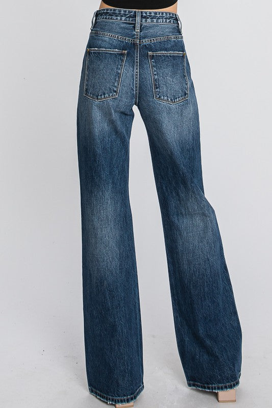 High Waisted Distress Boyfriend Jeans