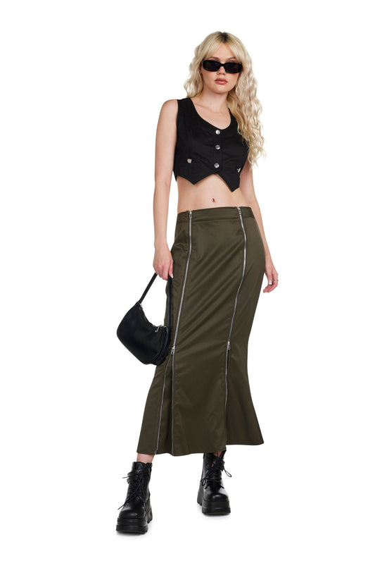 Double Zipper Cargo Skirt