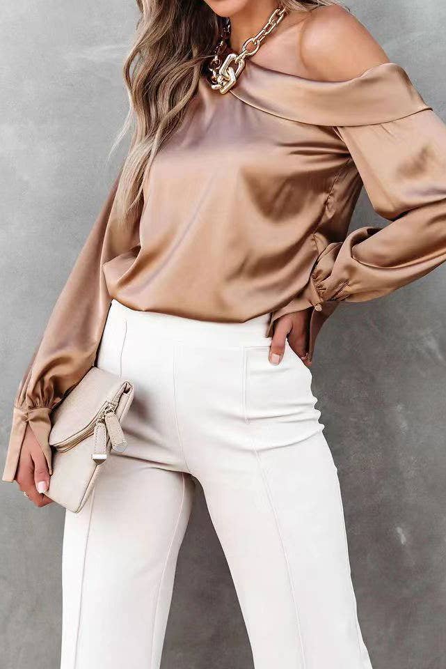 Lindsay Cuff Satin Blouses