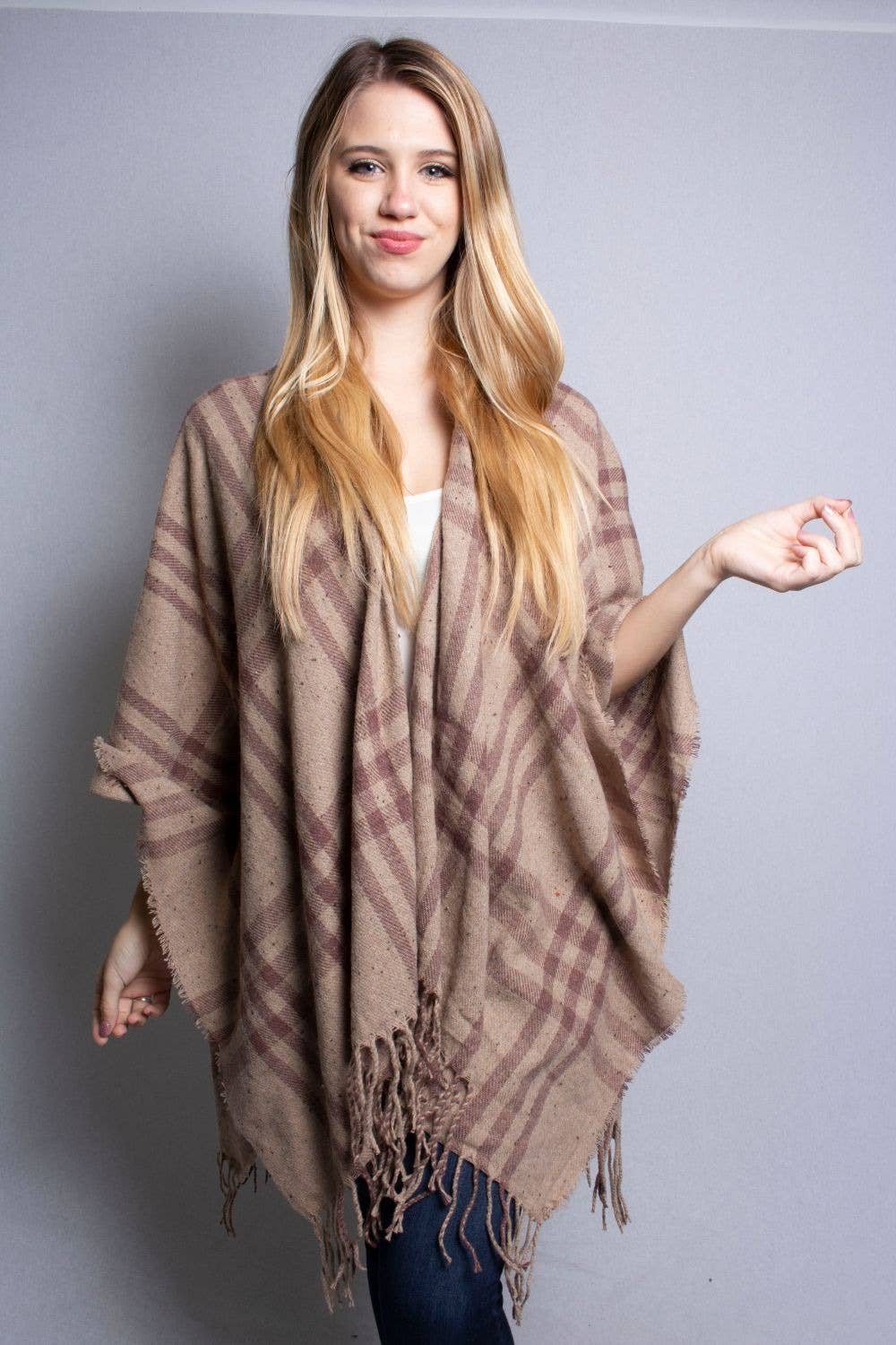 The Drape Plaid Poncho- Multiple Colors