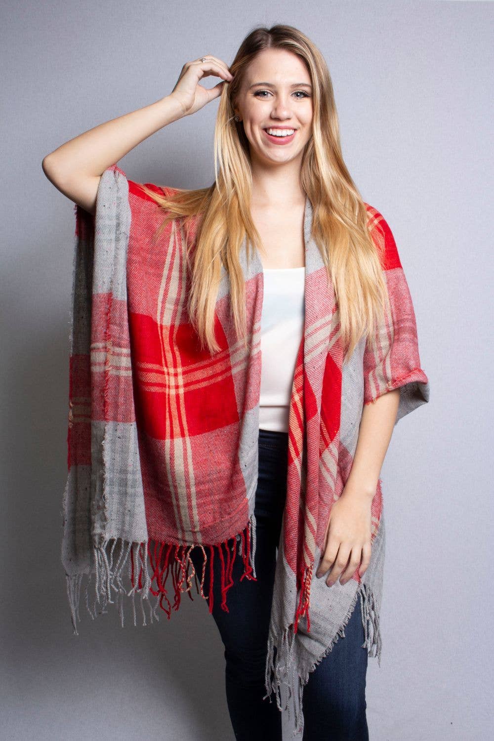 The Drape Plaid Poncho- Multiple Colors