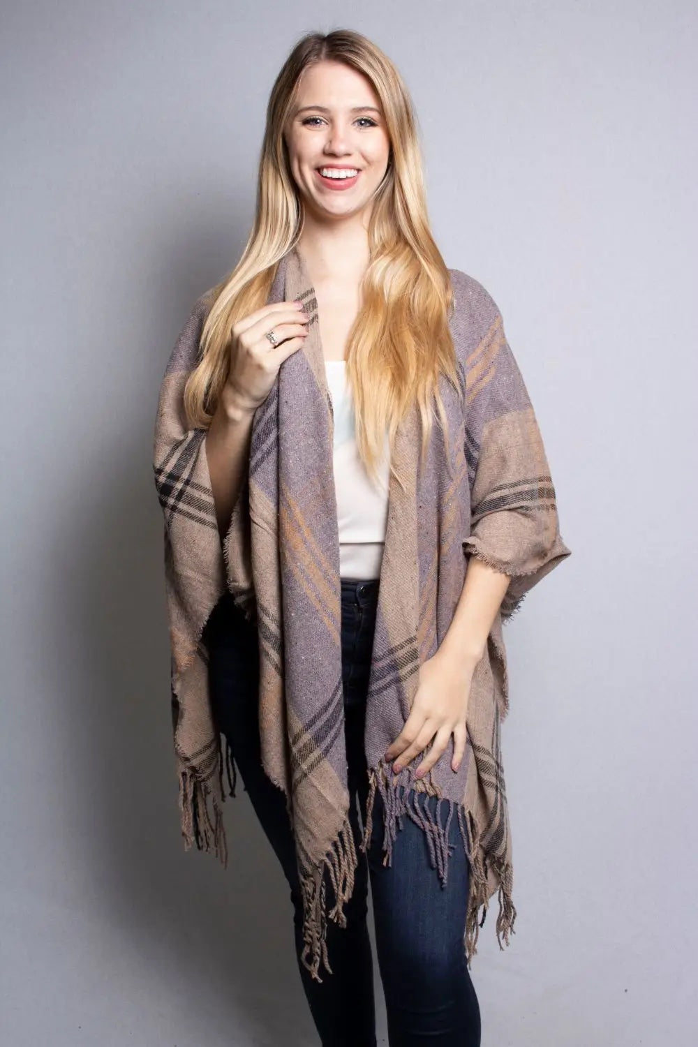 The Drape Plaid Poncho- Multiple Colors